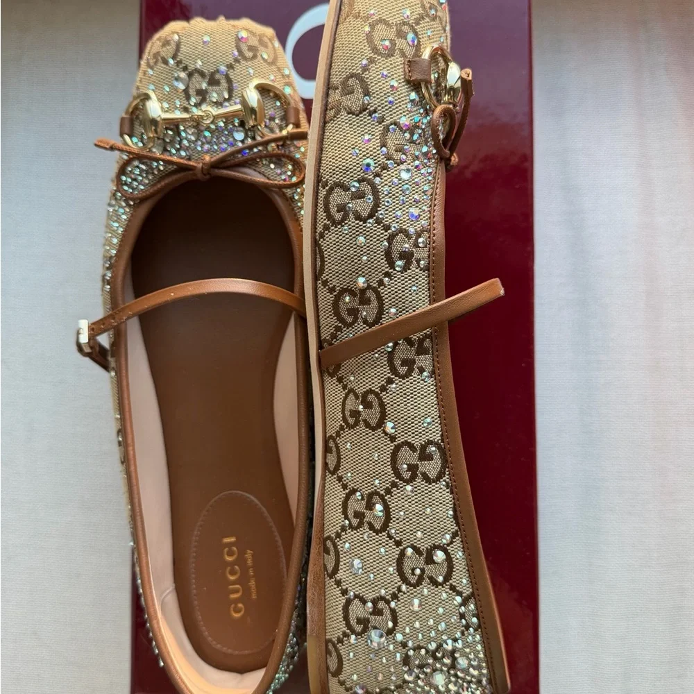 Gucci Horsebit Crystal Embellished Ballet Flats - Picture 2 of 6